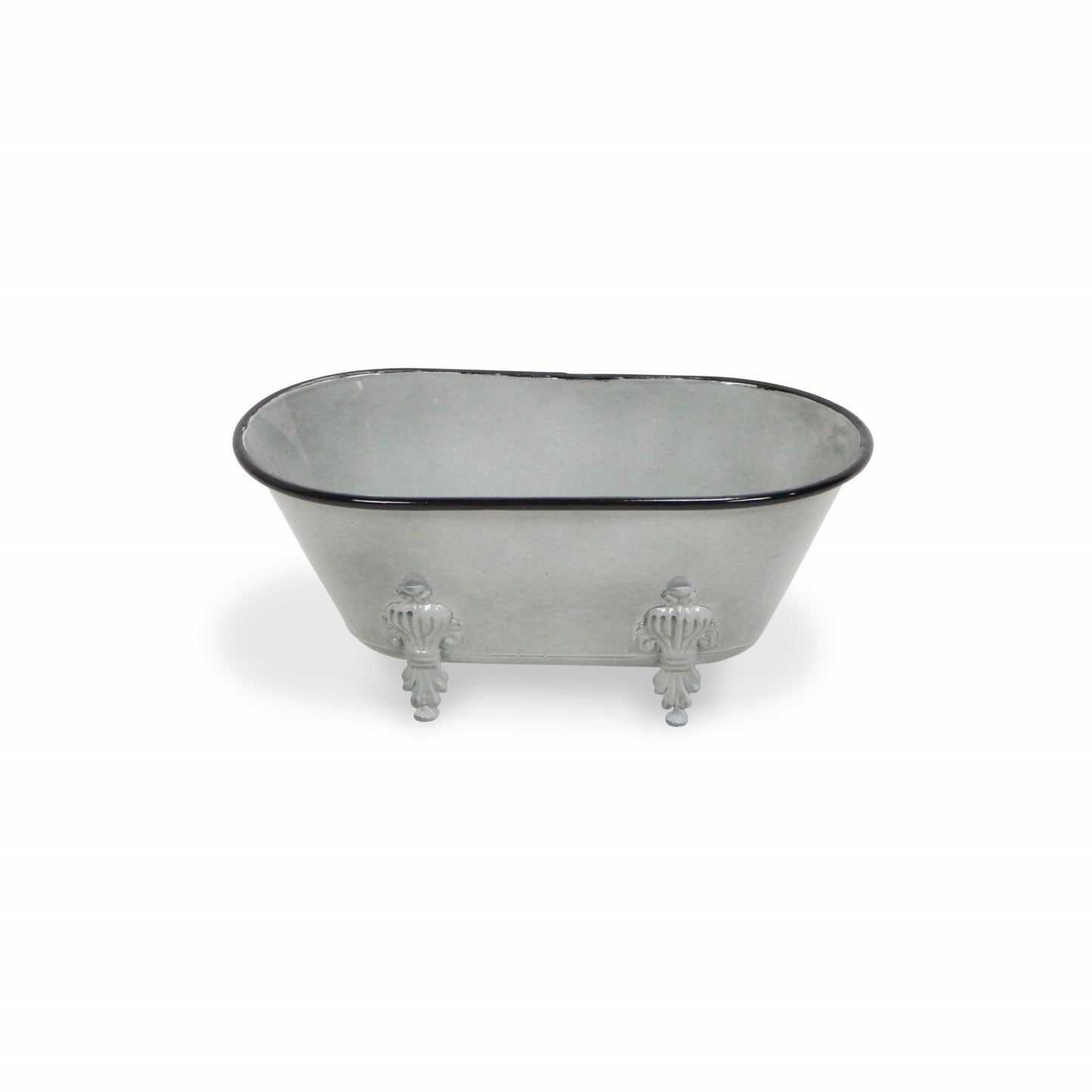 5" Gray Polyresin Hand Painted Decorative Tub Tabletop Sculpture