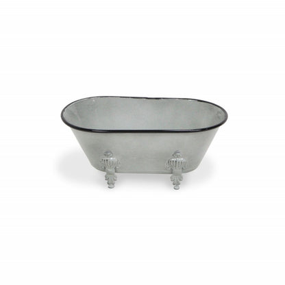 5" Gray Polyresin Hand Painted Decorative Tub Tabletop Sculpture HomeRoots