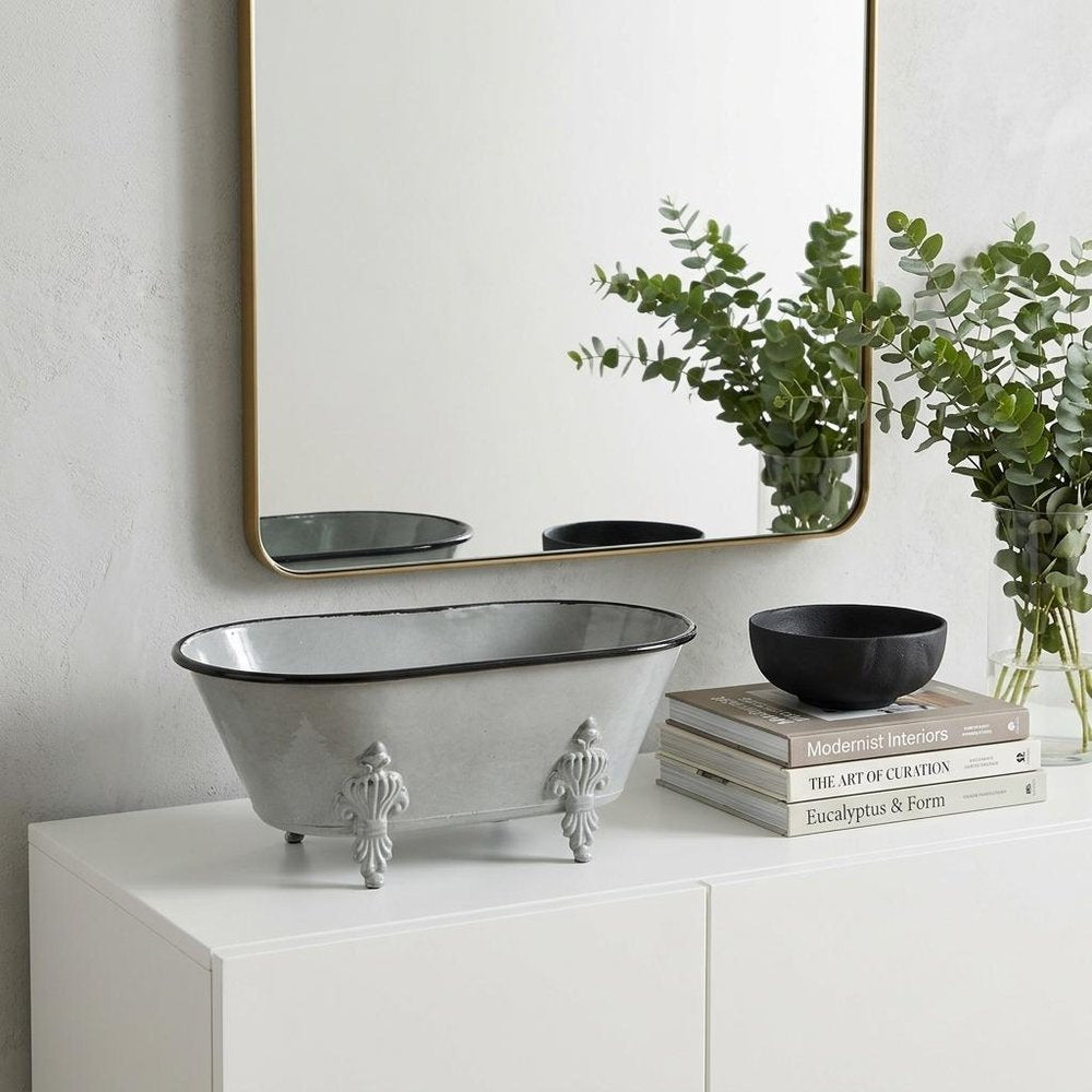 5" Gray Polyresin Hand Painted Decorative Tub Tabletop Sculpture — view 7