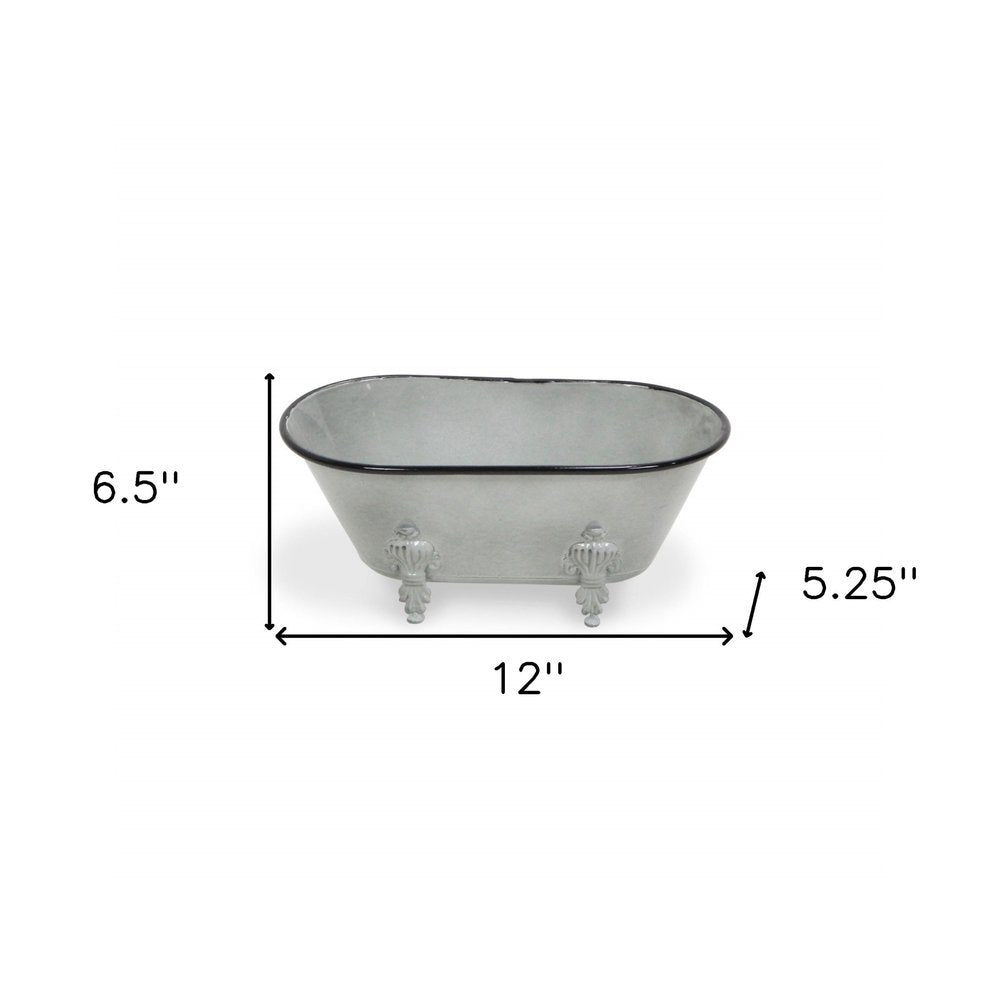 5" Gray Polyresin Hand Painted Decorative Tub Tabletop Sculpture — view 6