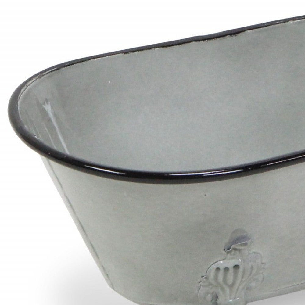 5" Gray Polyresin Hand Painted Decorative Tub Tabletop Sculpture