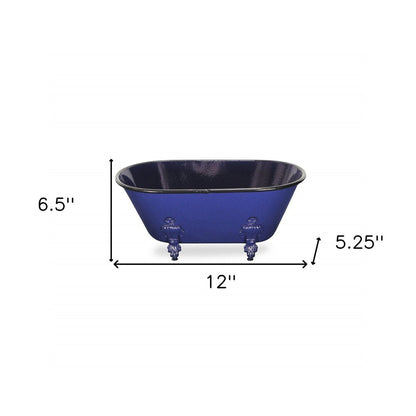 5" Blue Metal Hand Painted Decorative Tub Tabletop Sculpture HomeRoots