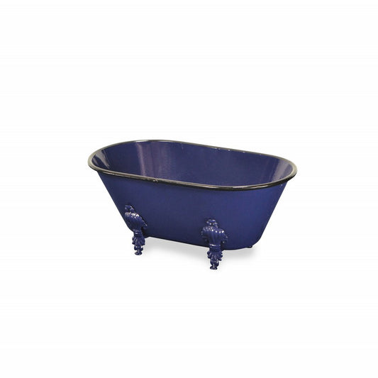 5" Blue Metal Hand Painted Decorative Tub Tabletop Sculpture HomeRoots