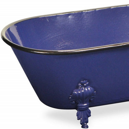 5" Blue Metal Hand Painted Decorative Tub Tabletop Sculpture HomeRoots