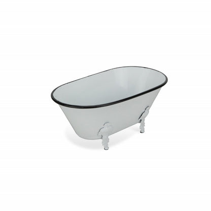 5" White Metal Hand Painted Decorative Tub Tabletop Sculpture HomeRoots