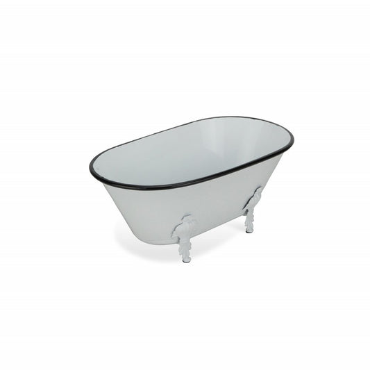 5" White Metal Hand Painted Decorative Tub Tabletop Sculpture HomeRoots
