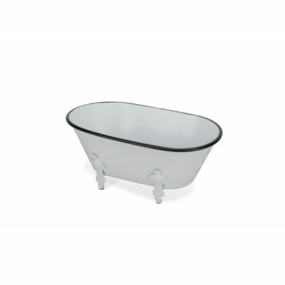 5" White Metal Hand Painted Decorative Tub Tabletop Sculpture HomeRoots