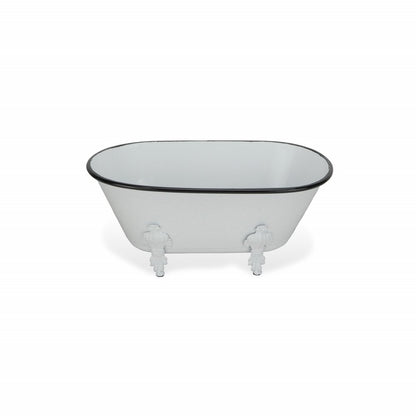 5" White Metal Hand Painted Decorative Tub Tabletop Sculpture HomeRoots