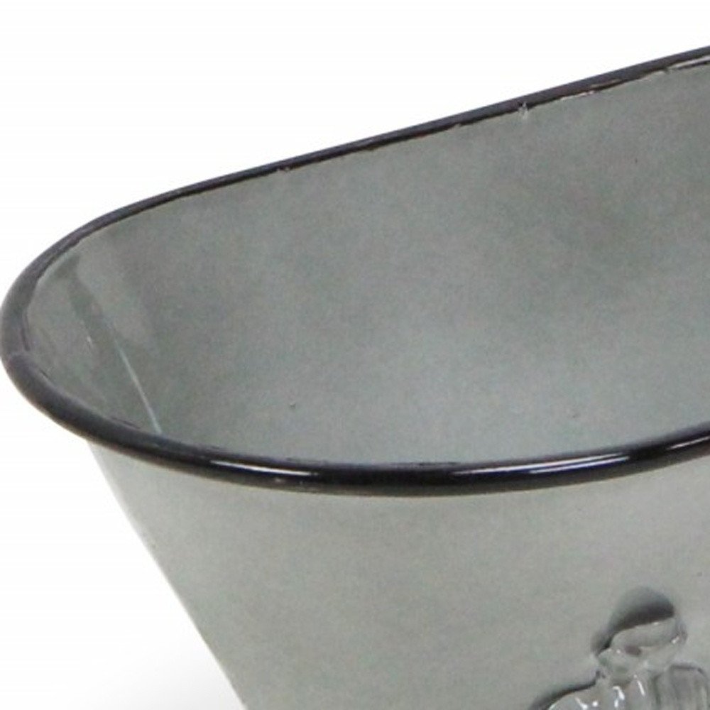 5" Gray Metal Hand Painted Decorative Tub Tabletop Sculpture — view 5