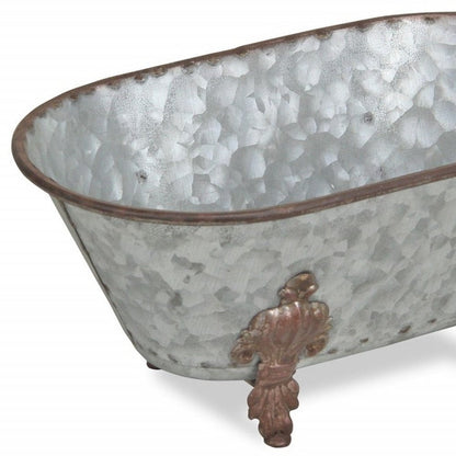 5" Gray Metal Hand Painted Decorative Tub Tabletop Sculpture HomeRoots
