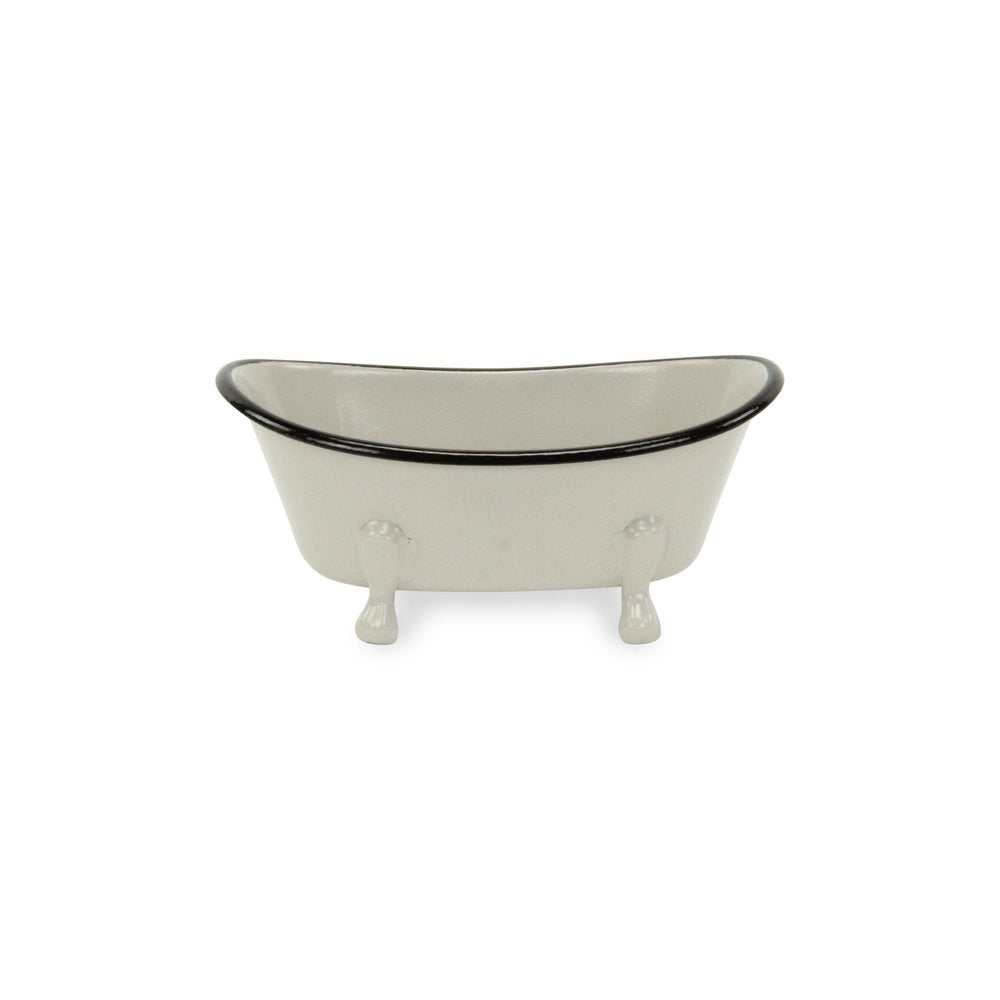 3" Gray Cast Iron Hand Painted Decorative Tub Tabletop Sculpture HomeRoots