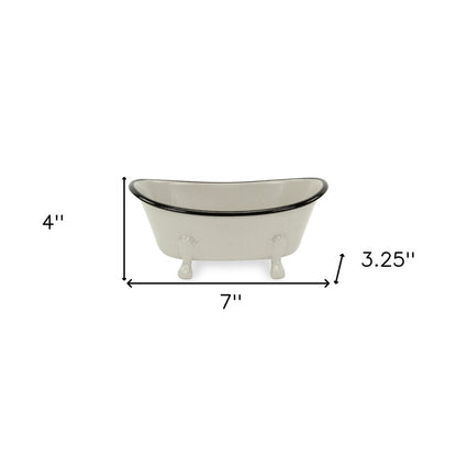 3" Gray Cast Iron Hand Painted Decorative Tub Tabletop Sculpture HomeRoots