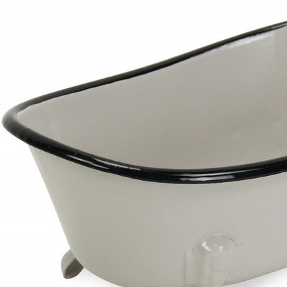 3" Gray Cast Iron Hand Painted Decorative Tub Tabletop Sculpture HomeRoots
