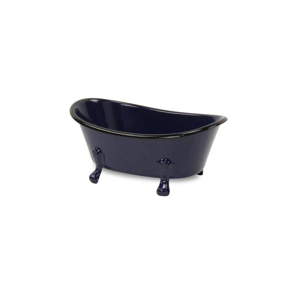 3" Blue Metal Hand Painted Decorative Tub Tabletop Sculpture HomeRoots