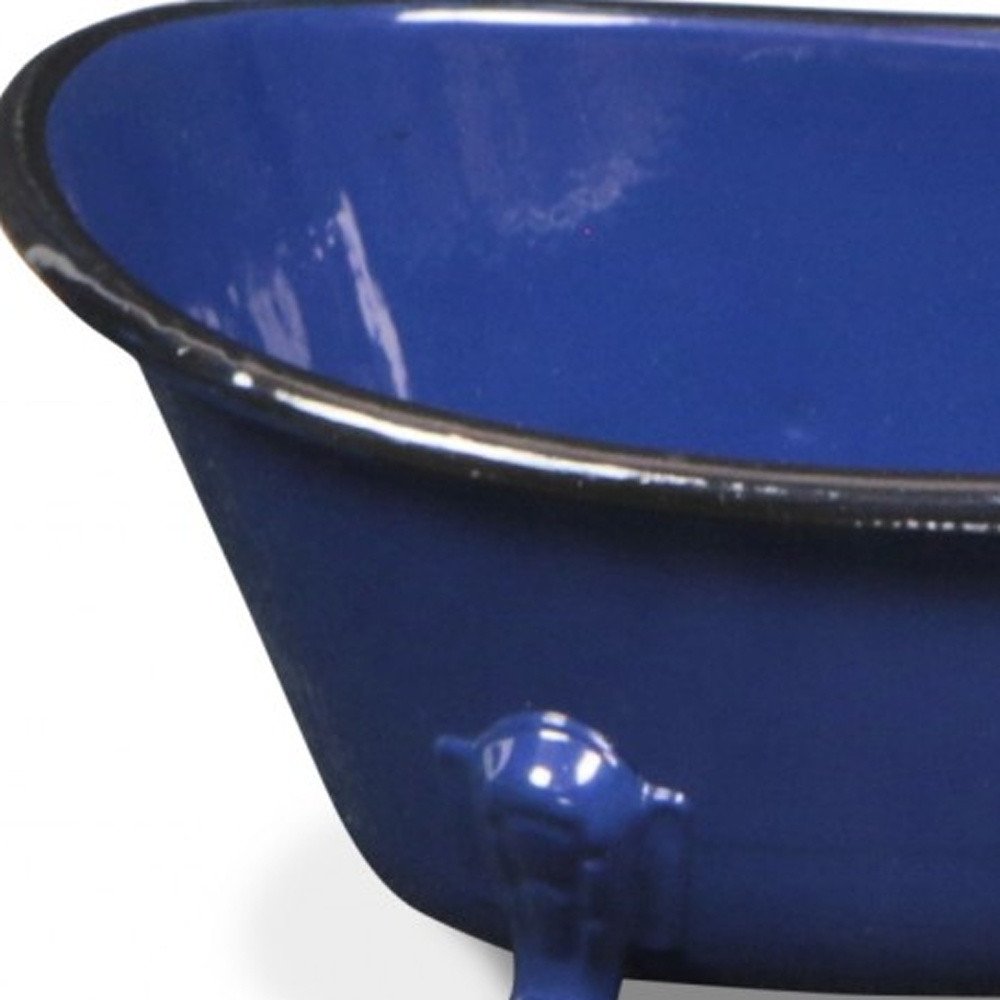 3" Blue Metal Hand Painted Decorative Tub Tabletop Sculpture HomeRoots