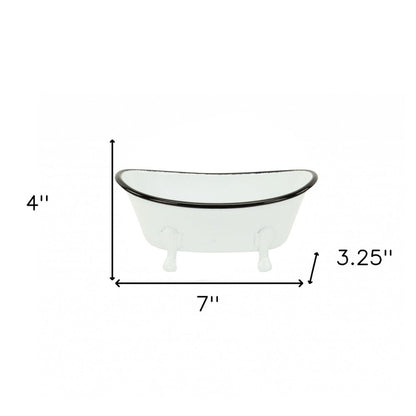 3" White Fabric Hand Painted Decorative Tub Tabletop Sculpture HomeRoots