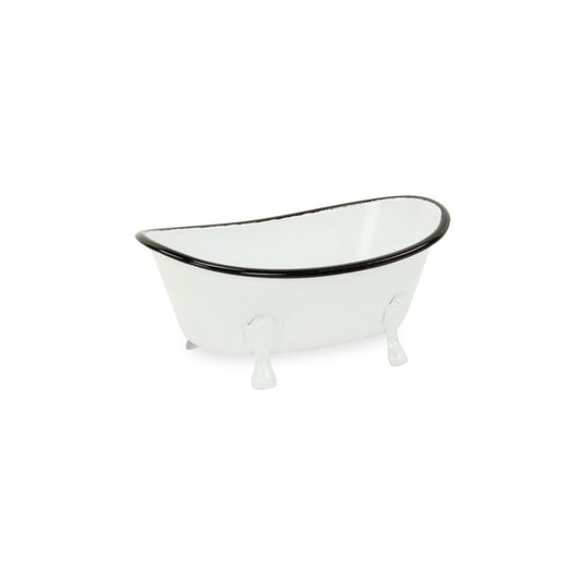3" White Fabric Hand Painted Decorative Tub Tabletop Sculpture HomeRoots