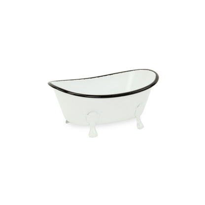 3" White Fabric Hand Painted Decorative Tub Tabletop Sculpture HomeRoots