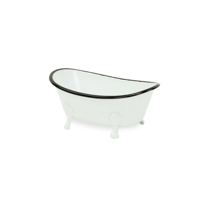3" White Fabric Hand Painted Decorative Tub Tabletop Sculpture HomeRoots
