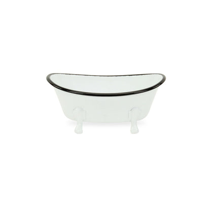 3" White Fabric Hand Painted Decorative Tub Tabletop Sculpture HomeRoots