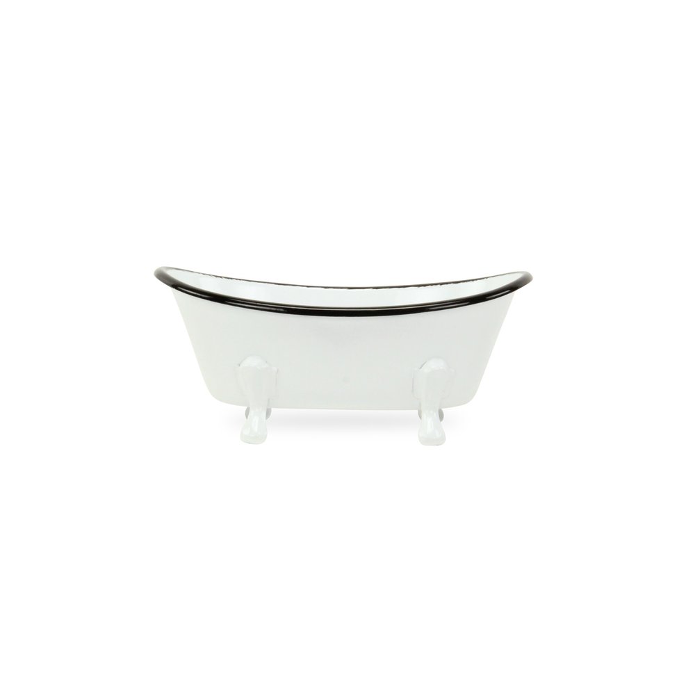 3" White Fabric Hand Painted Decorative Tub Tabletop Sculpture — view 4