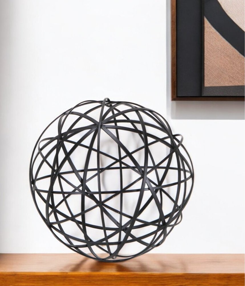 8" Black Solid Wood Hand Painted Tabletop Sculpture — view 10