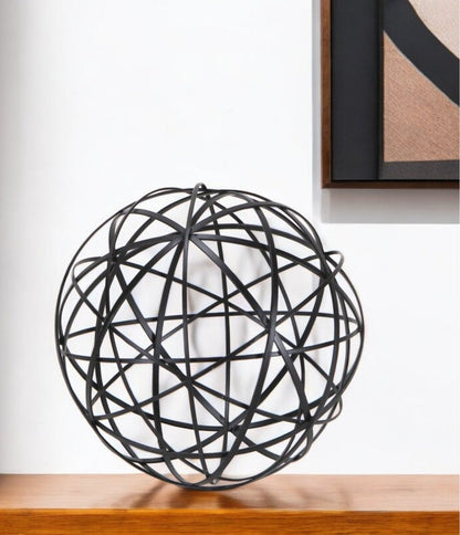 8" Black Solid Wood Hand Painted Tabletop Sculpture HomeRoots