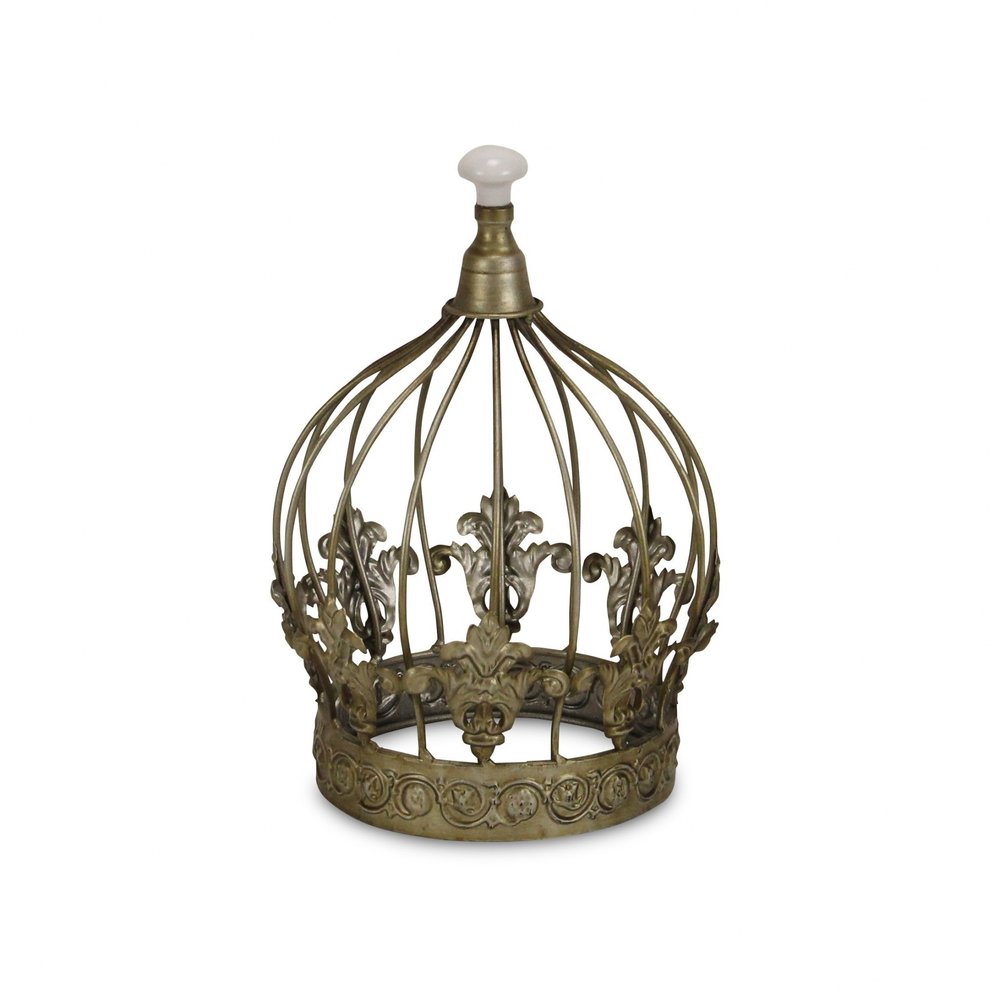 10" Bronze Metal Hand Painted Decorative Crown Tabletop Sculpture — view 3