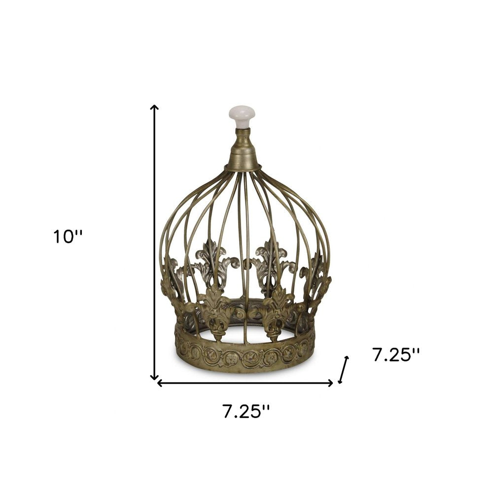 10" Bronze Metal Hand Painted Decorative Crown Tabletop Sculpture HomeRoots