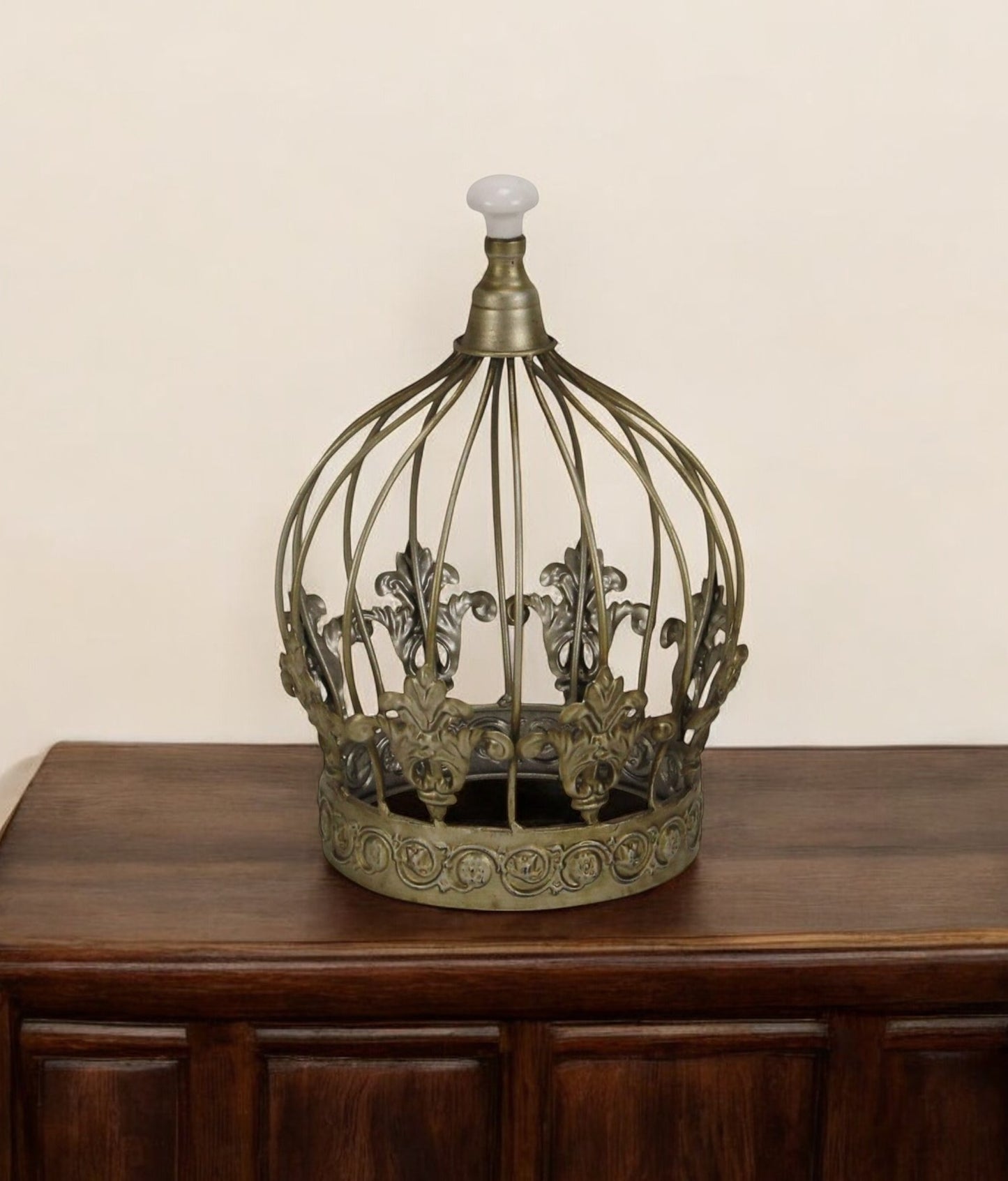 10" Bronze Metal Hand Painted Decorative Crown Tabletop Sculpture