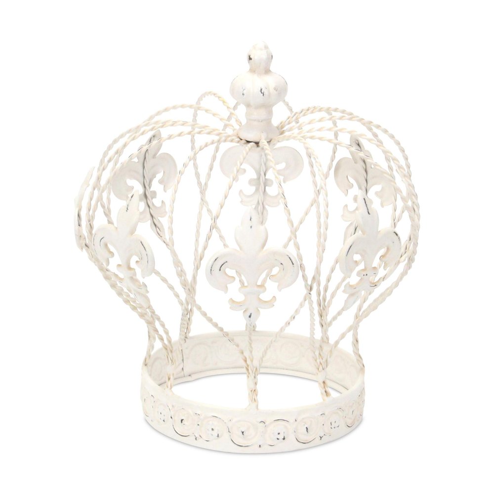 9" White Metal Hand Painted Decorative Crown Tabletop Sculpture — view 3