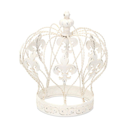 9" White Metal Hand Painted Decorative Crown Tabletop Sculpture HomeRoots