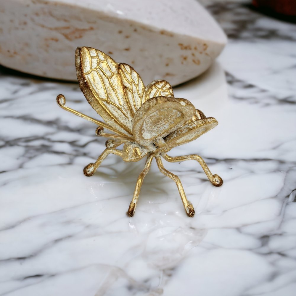 4" Gold Cast Iron Butterfly Tabletop Sculpture — view 6