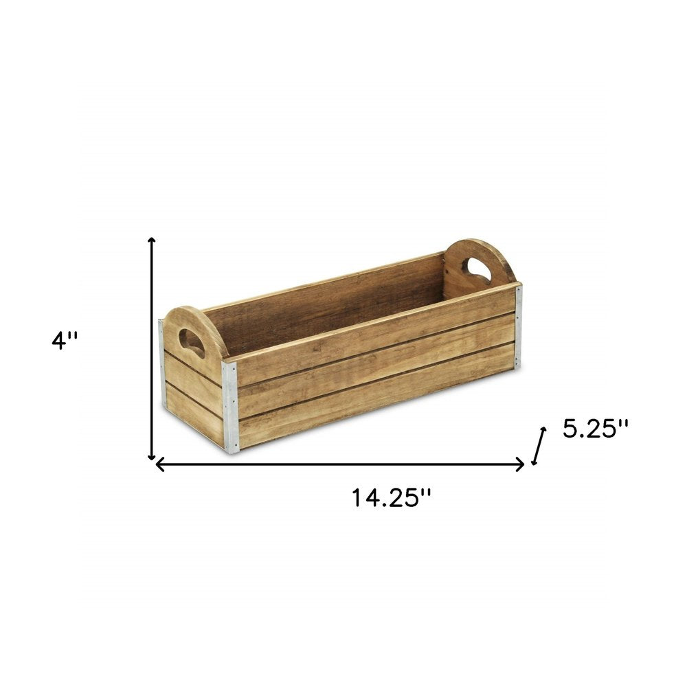 14" Brown Solid Wood Organizer Box HomeRoots