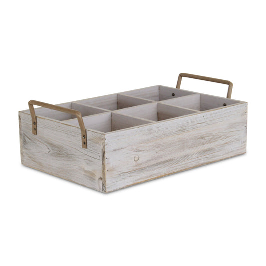 Gray Brown Rustic Six Slot Wooden Caddy
