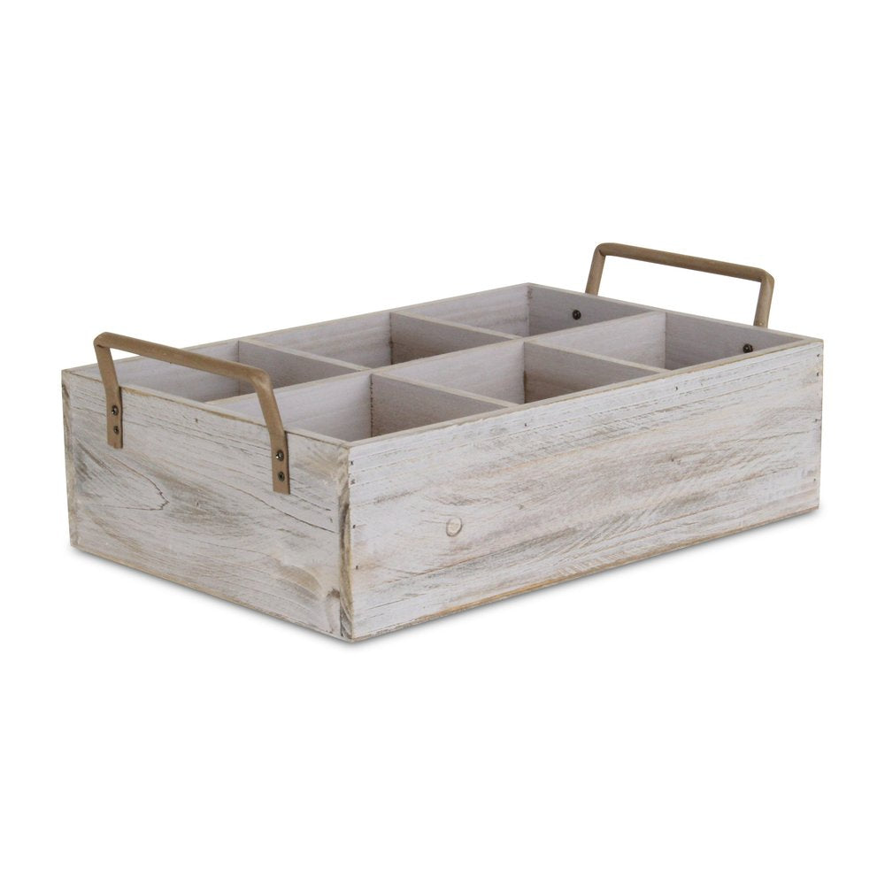 15" Gray And Brown Solid Wood Desk Organizer HomeRoots