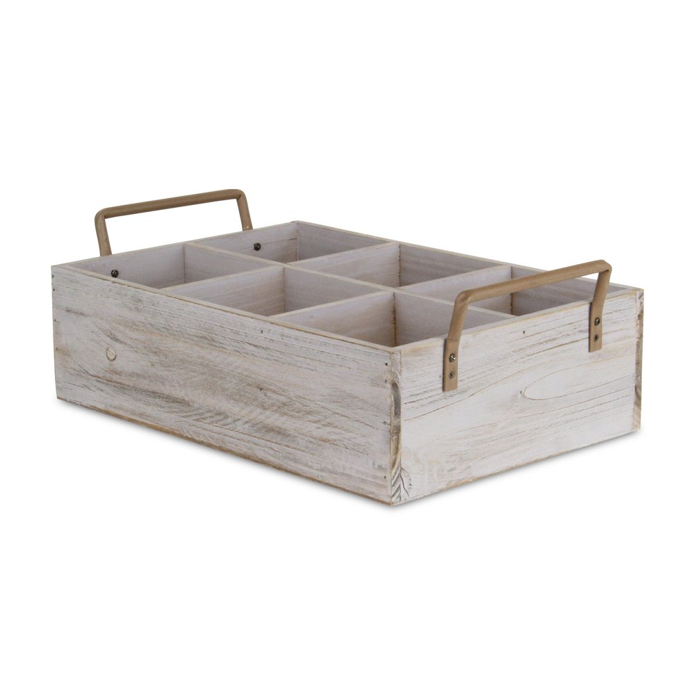 15" Gray And Brown Solid Wood Desk Organizer HomeRoots