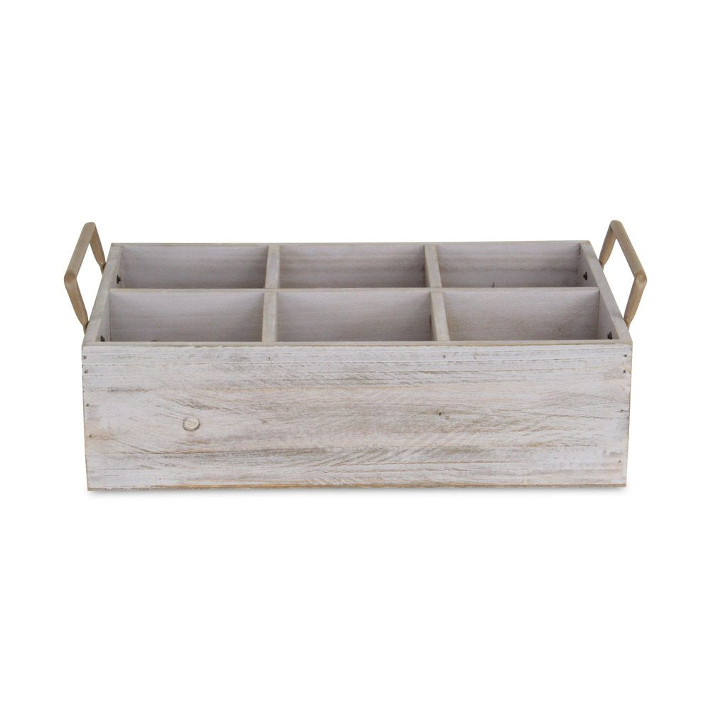 15" Gray And Brown Solid Wood Desk Organizer HomeRoots