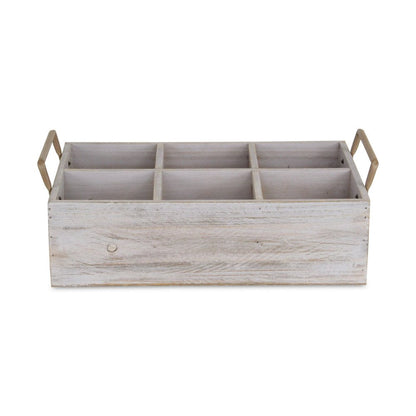 15" Gray And Brown Solid Wood Desk Organizer HomeRoots