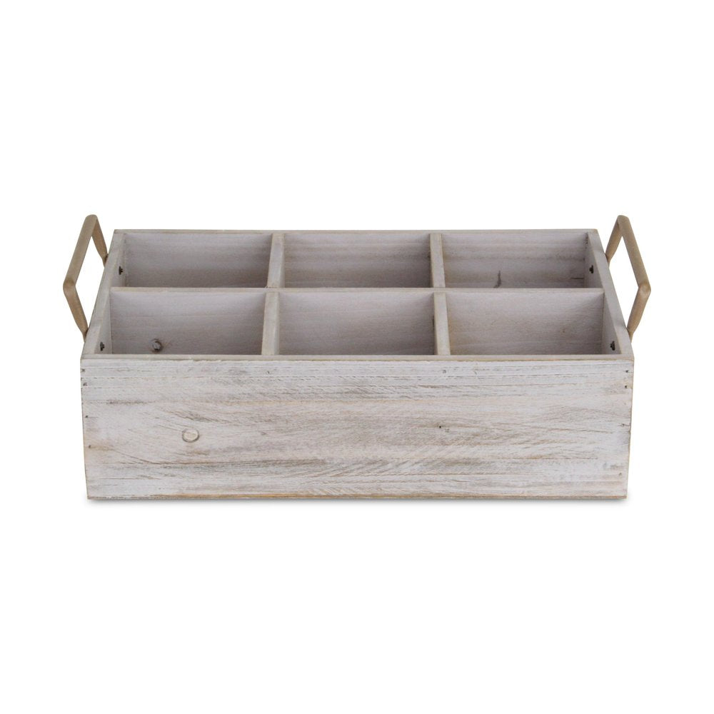 15" Gray And Brown Solid Wood Desk Organizer HomeRoots