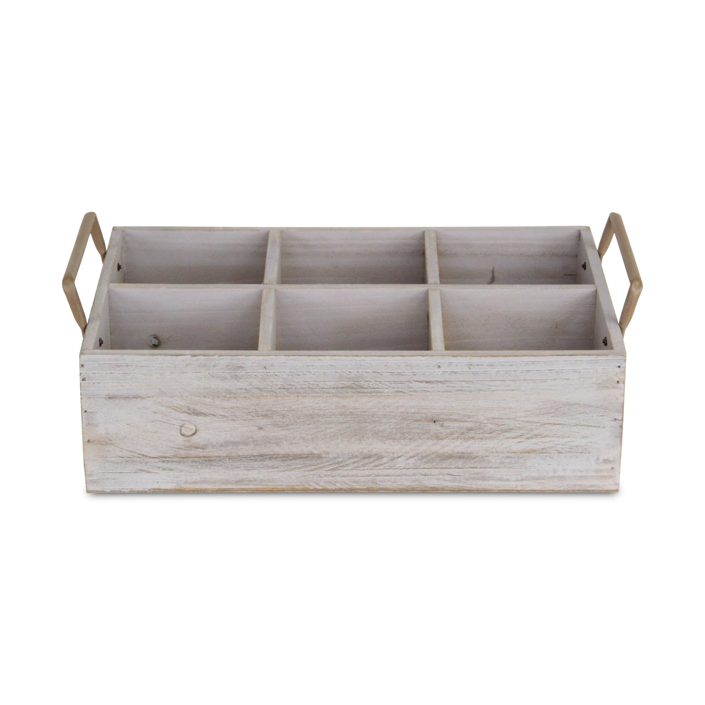 Gray Brown Rustic Six Slot Wooden Caddy