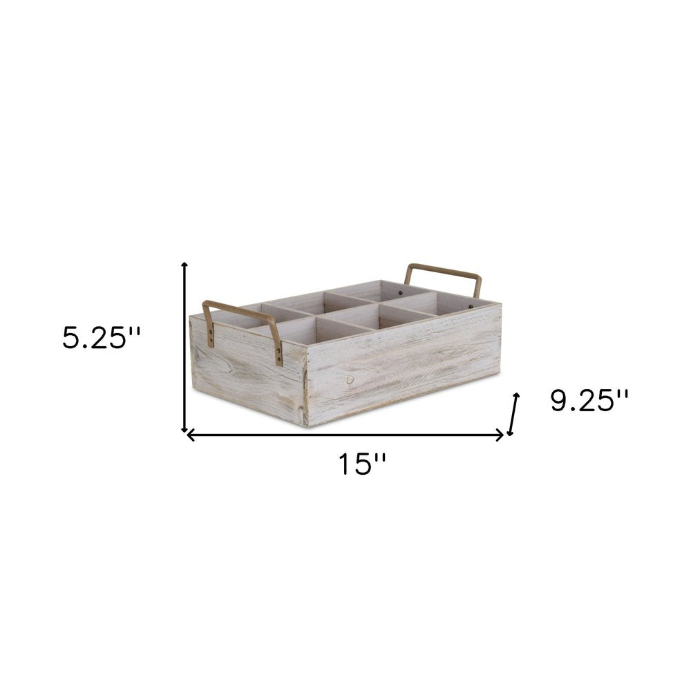 15" Gray And Brown Solid Wood Desk Organizer HomeRoots