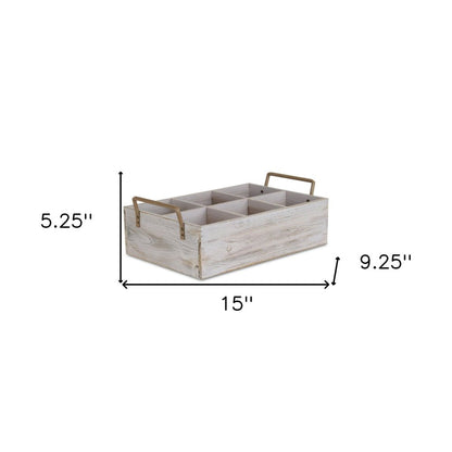 15" Gray And Brown Solid Wood Desk Organizer HomeRoots