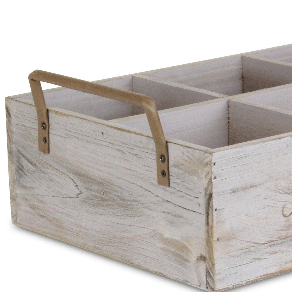 15" Gray And Brown Solid Wood Desk Organizer HomeRoots