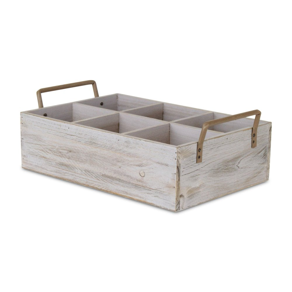 15" Gray And Brown Solid Wood Desk Organizer HomeRoots