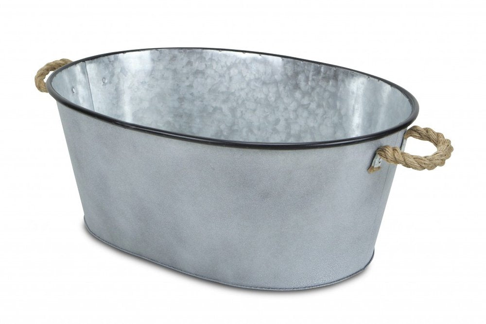 24" Gray And Black Steel Basket HomeRoots