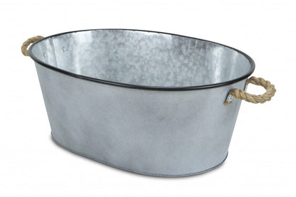 24" Gray And Black Steel Basket HomeRoots