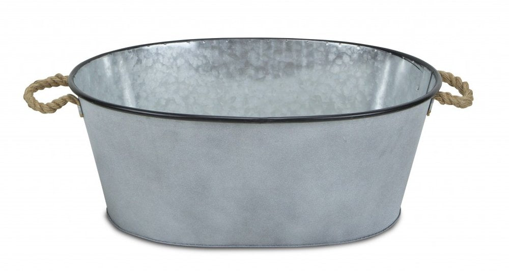 24" Gray And Black Steel Basket HomeRoots