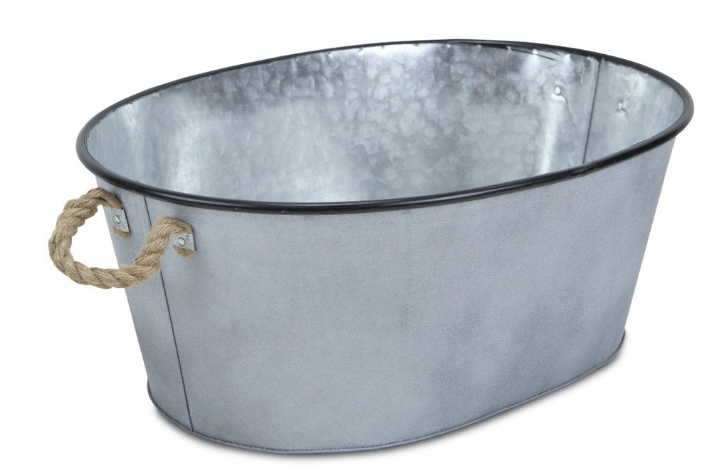 24" Gray And Black Steel Basket HomeRoots