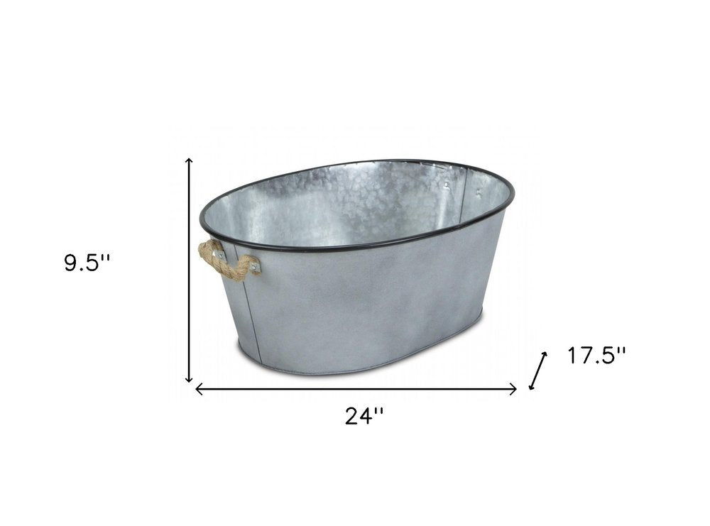 24" Gray And Black Steel Basket HomeRoots